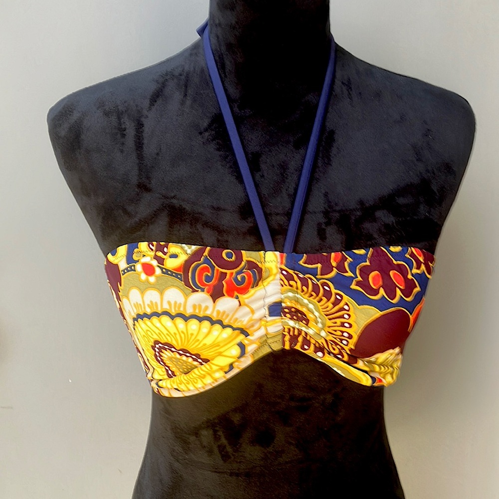 J Crew 70’s print halter style swim top size large